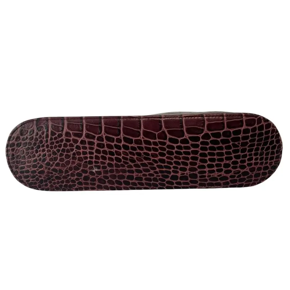 Longchamp Le Foulonné Vintage Burgundy Croc Embossed Leather Shoulder Bag Y2K